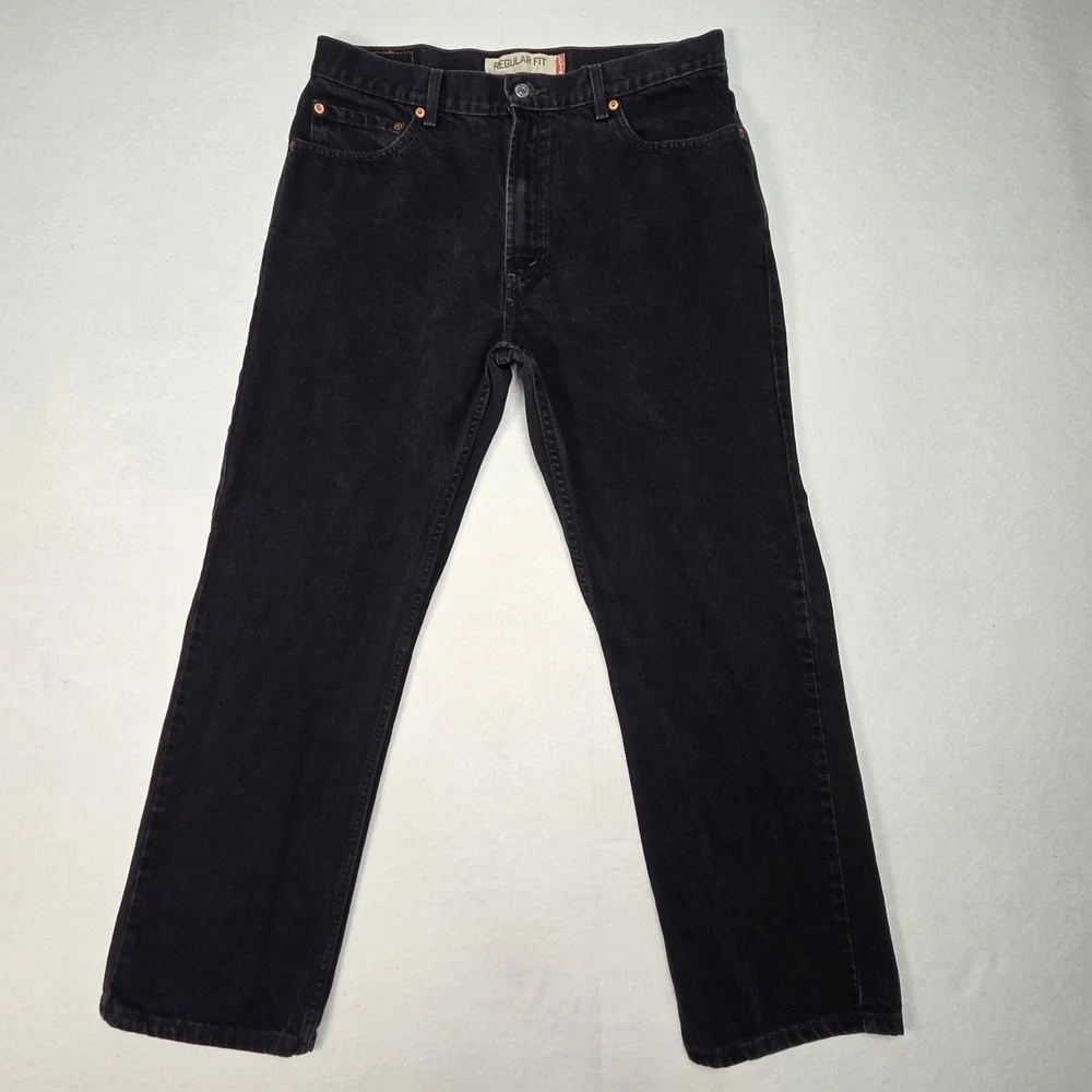 Vtg Levis 505 Regular Fit Jeans Mens 36x30 (34x29) Black Denim Straight Leg Pant